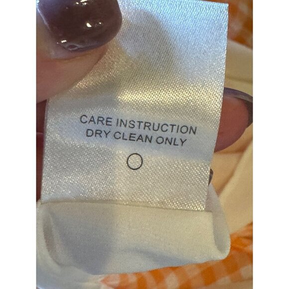 LPA Revolve Dress Women XXS Orange White Gingham Check Cowl Neck Front Slit Midi - Picture 12 of 12